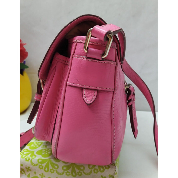 Dooney & Bourke Pink Leather DB Embossed Buckle Flap Crossbody Bag - Picture 5 of 16
